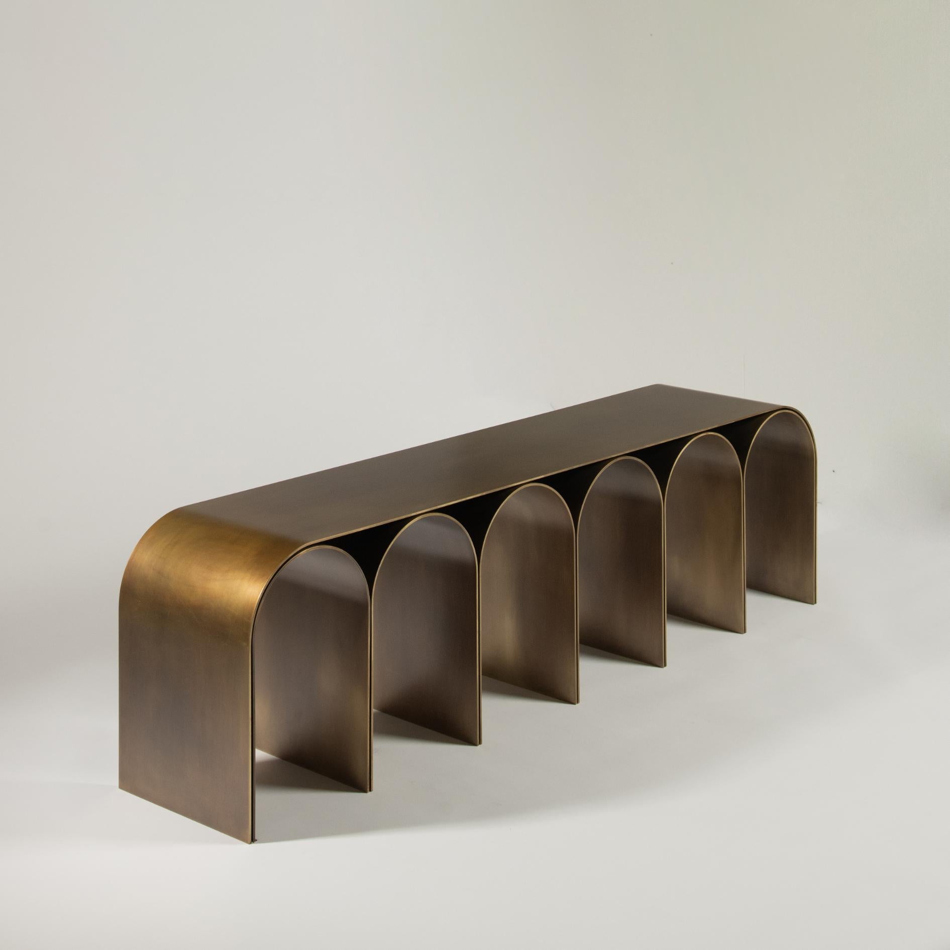 Nabuk Gold Arch Bench by Pietro Franceschini For Sale 6