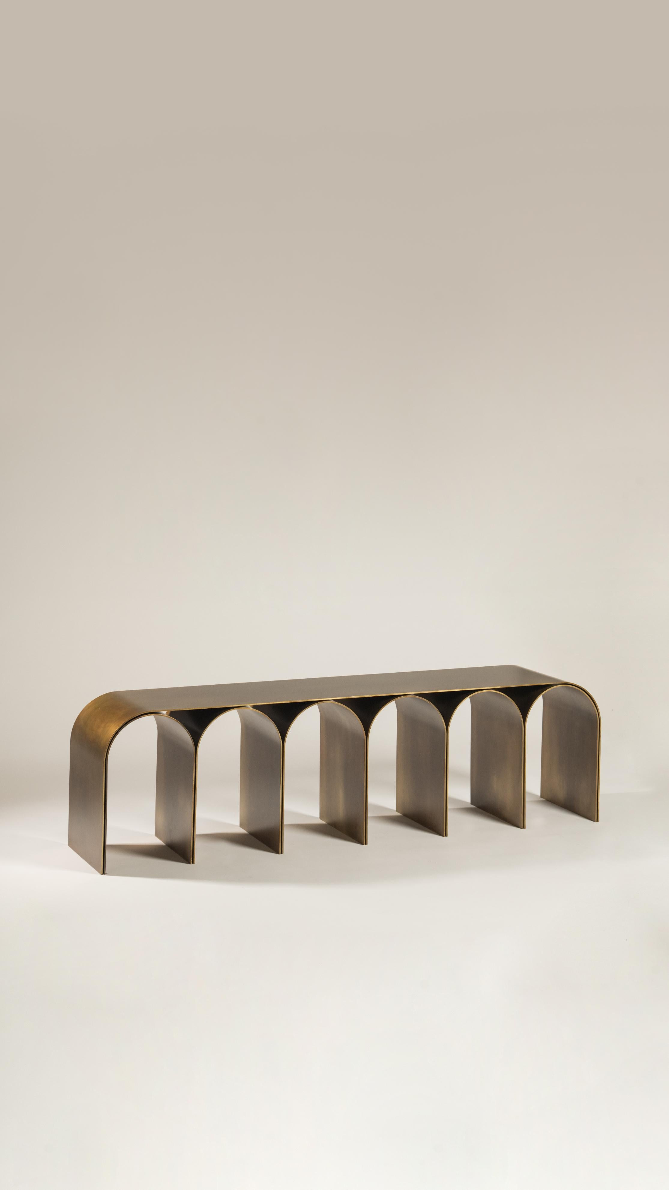Nabuk Gold Arch Bench by Pietro Franceschini For Sale 11