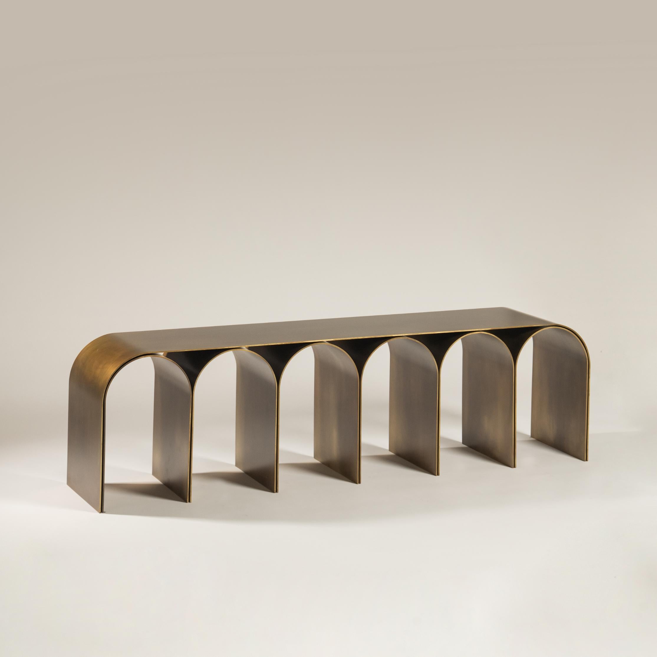 Nabuk Gold Arch Bench by Pietro Franceschini For Sale 12