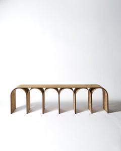 Contemporary Nabuk Gold Arch Low Bench by Pietro Franceschini
