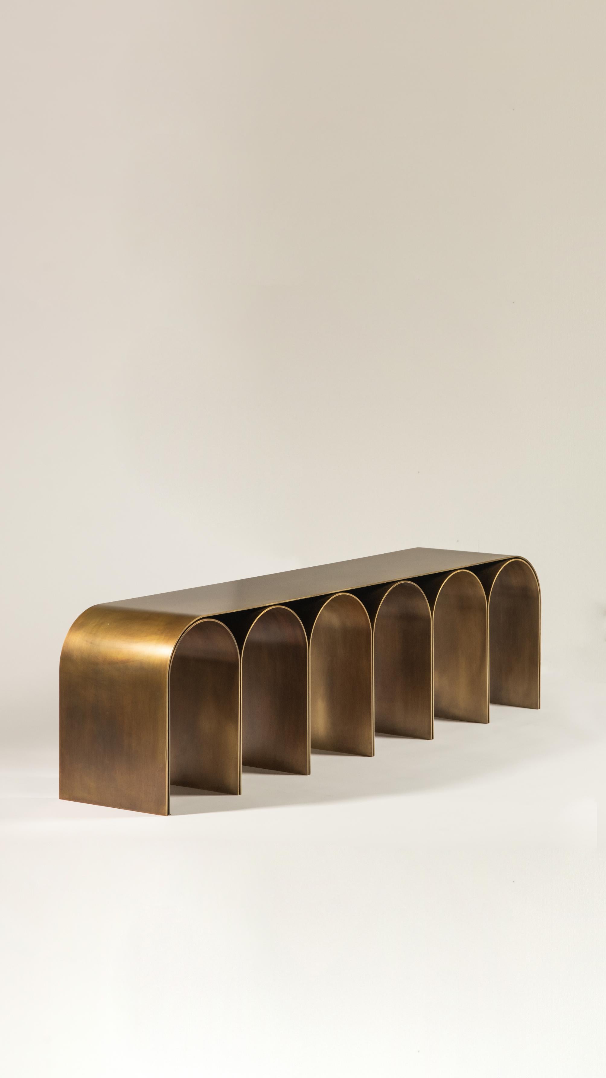 Nabuk Gold Arch Bench by Pietro Franceschini For Sale 13