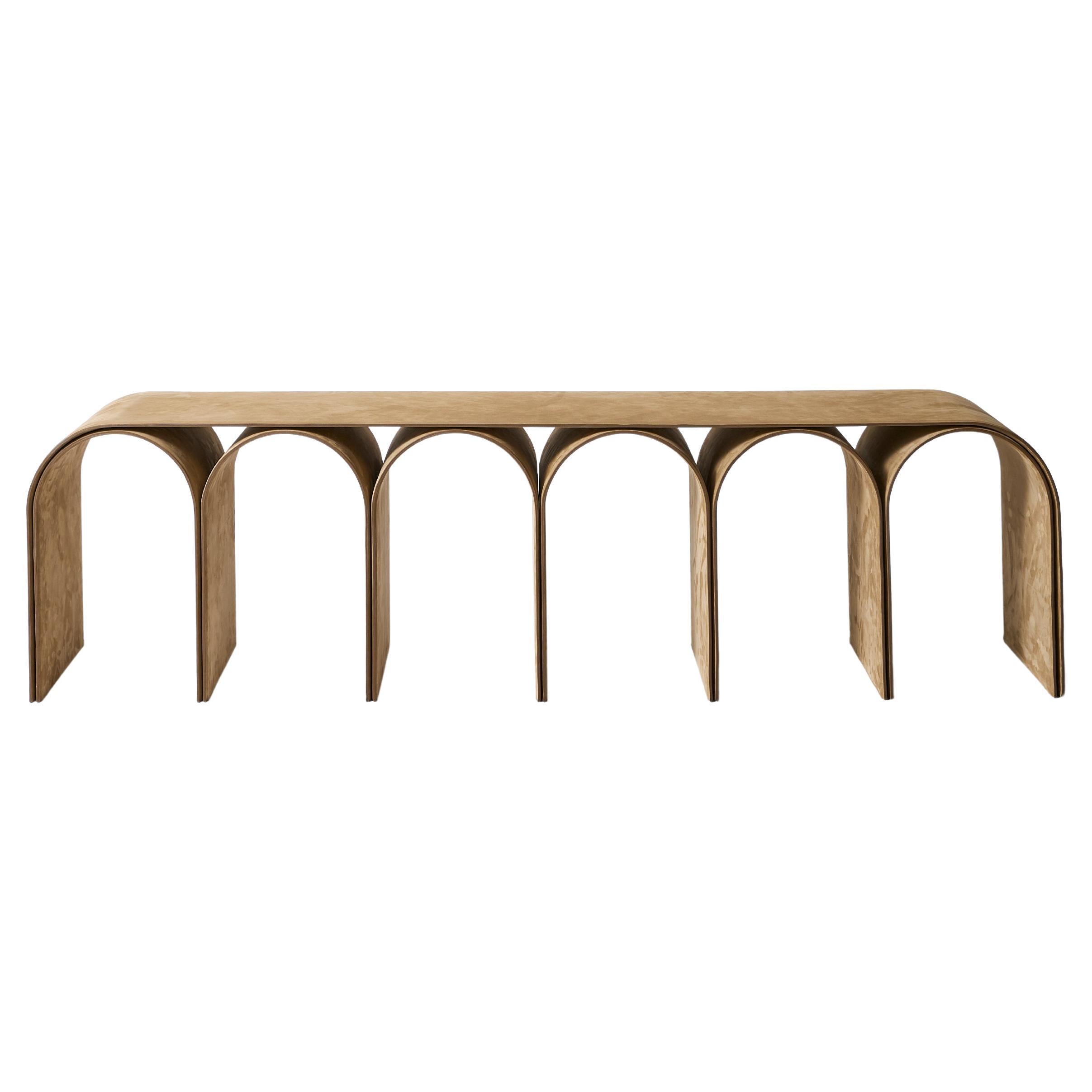 Nabuk Gold Arch Bench by Pietro Franceschini For Sale