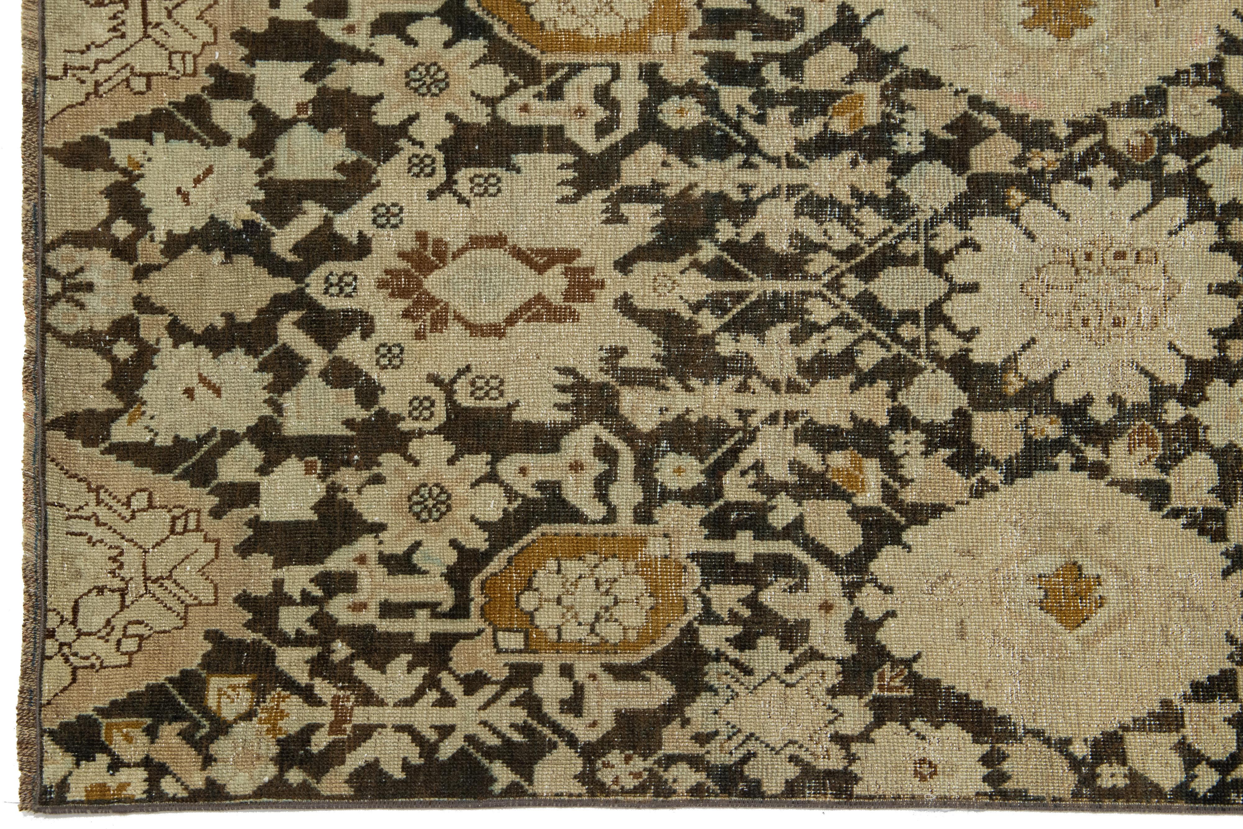 Lana Runner in lana Karabaugh blu antico Nabi Design con motivo floreale in vendita