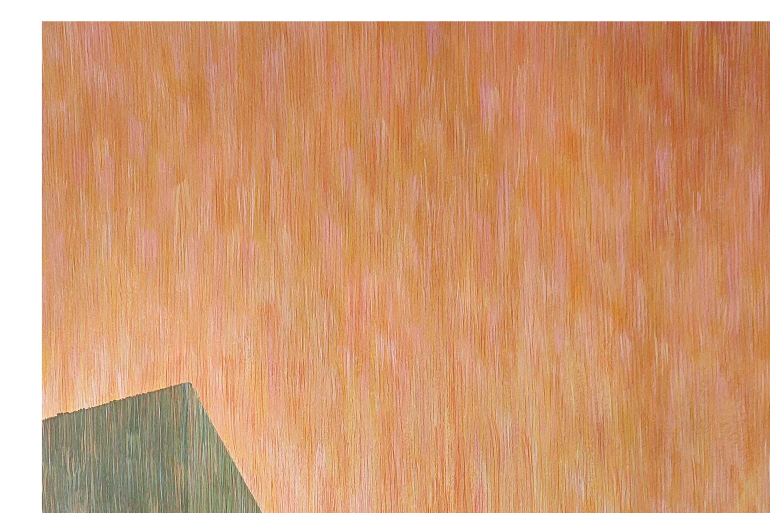 Este hermoso cuadro de Nacho Reina es un formidable ejemplo de la interacción entre la forma y el color como eje central de su obra, en la que parte de formas arquitectónicas como pretexto para presentar contrastes cromáticos en sus diversas