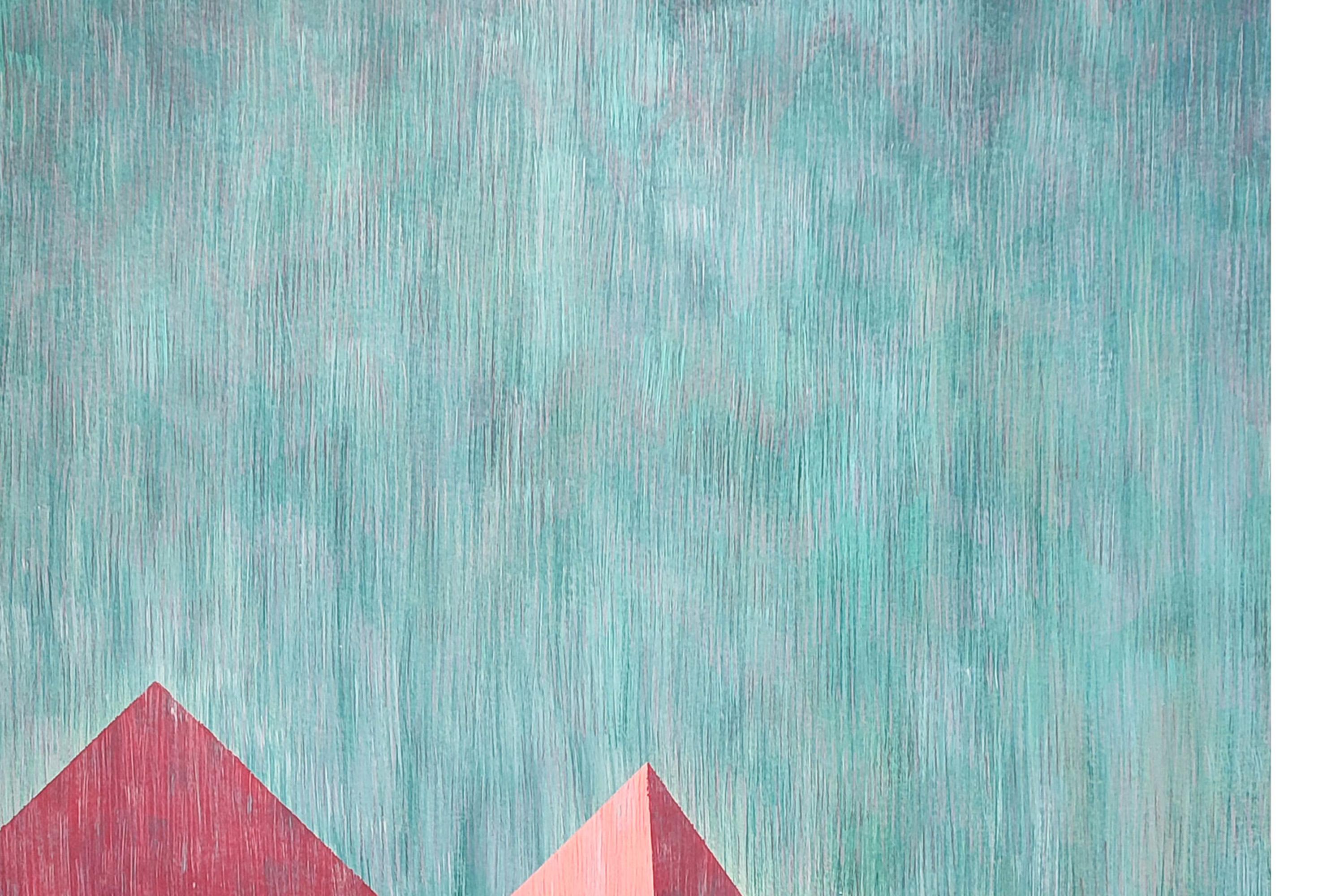Brutalist Perspective Architecture, Green and Pink Industrial Building Shapes For Sale 2
