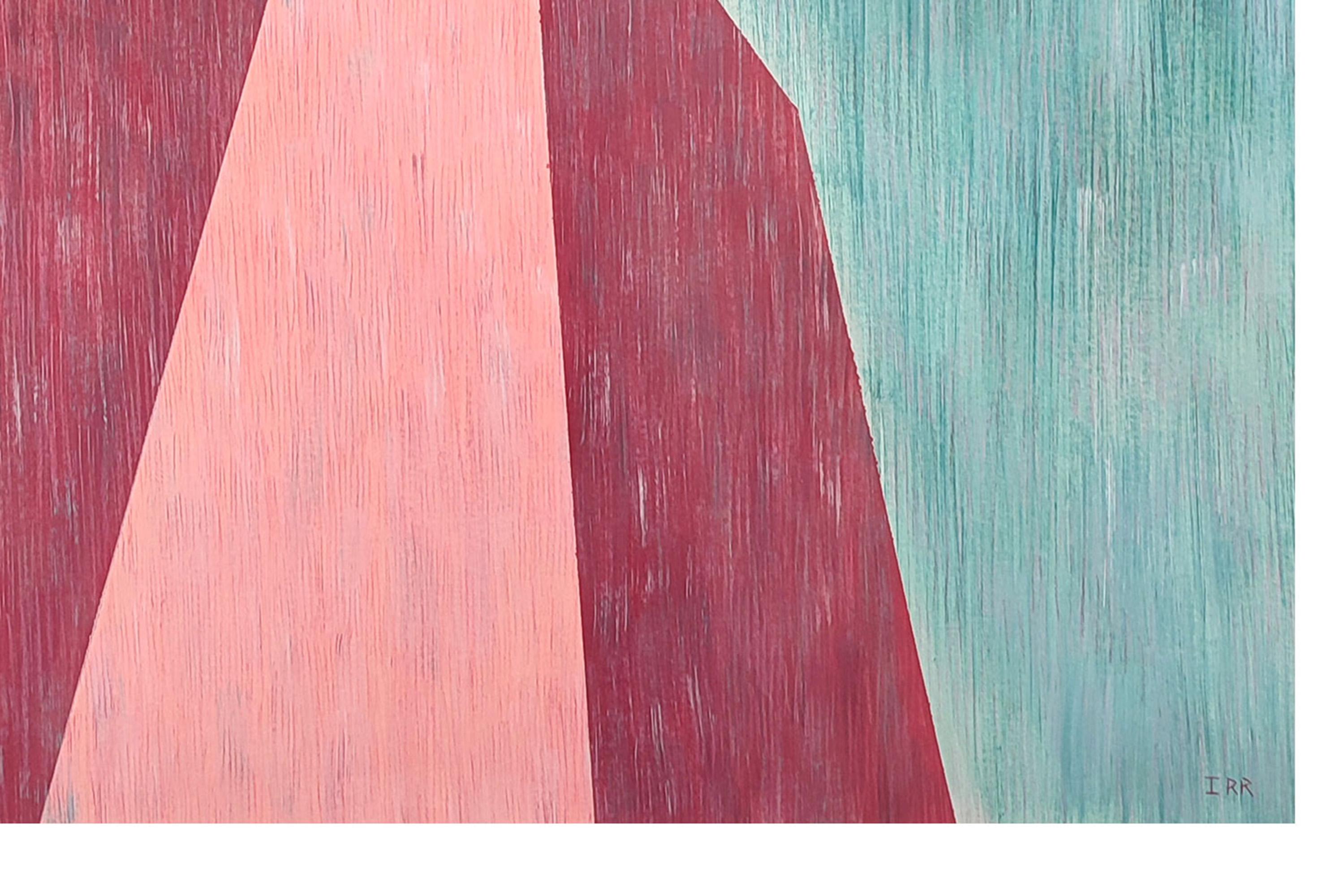 Brutalist Perspective Architecture, Green and Pink Industrial Building Shapes For Sale 3