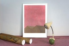 Architecture industrielle brutaliste, bâtiment géométrique, peinture acrylique sur papier