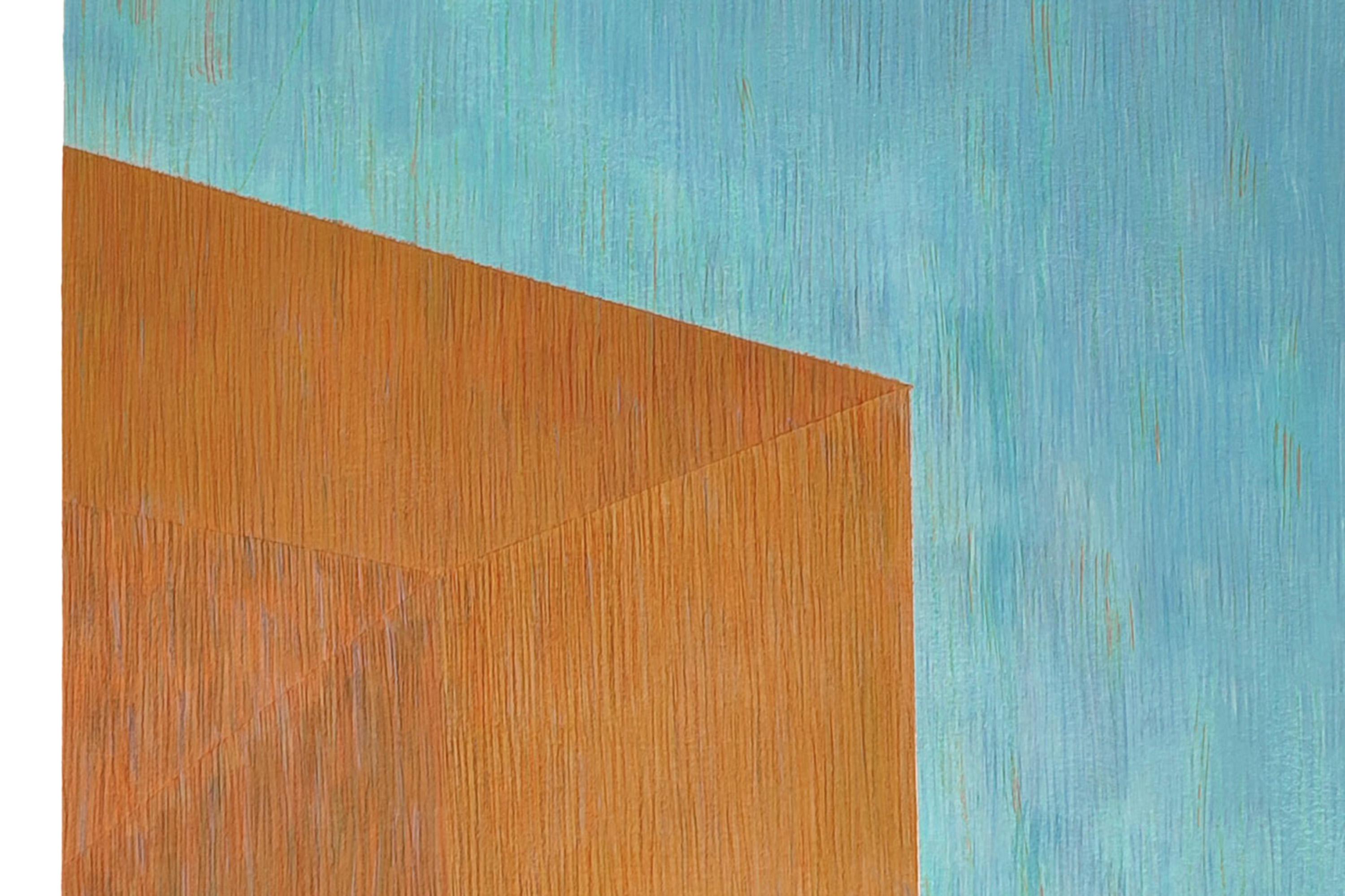 Arquitectura Brutalista Industrial en Azul y Naranja, Construcción Geométrica sobre Papel en venta 3