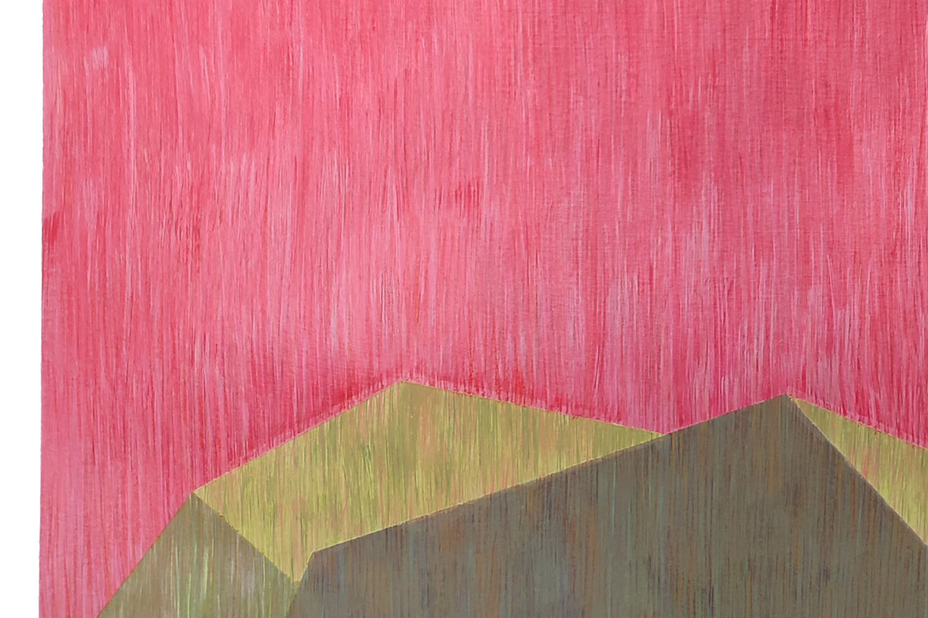 This beautiful painting by Nacho Reina is a formidable example of the interplay between form and color forms as the central axis of his work, where he starts from architectural shapes as a pretext to present chromatic contrasts in their various