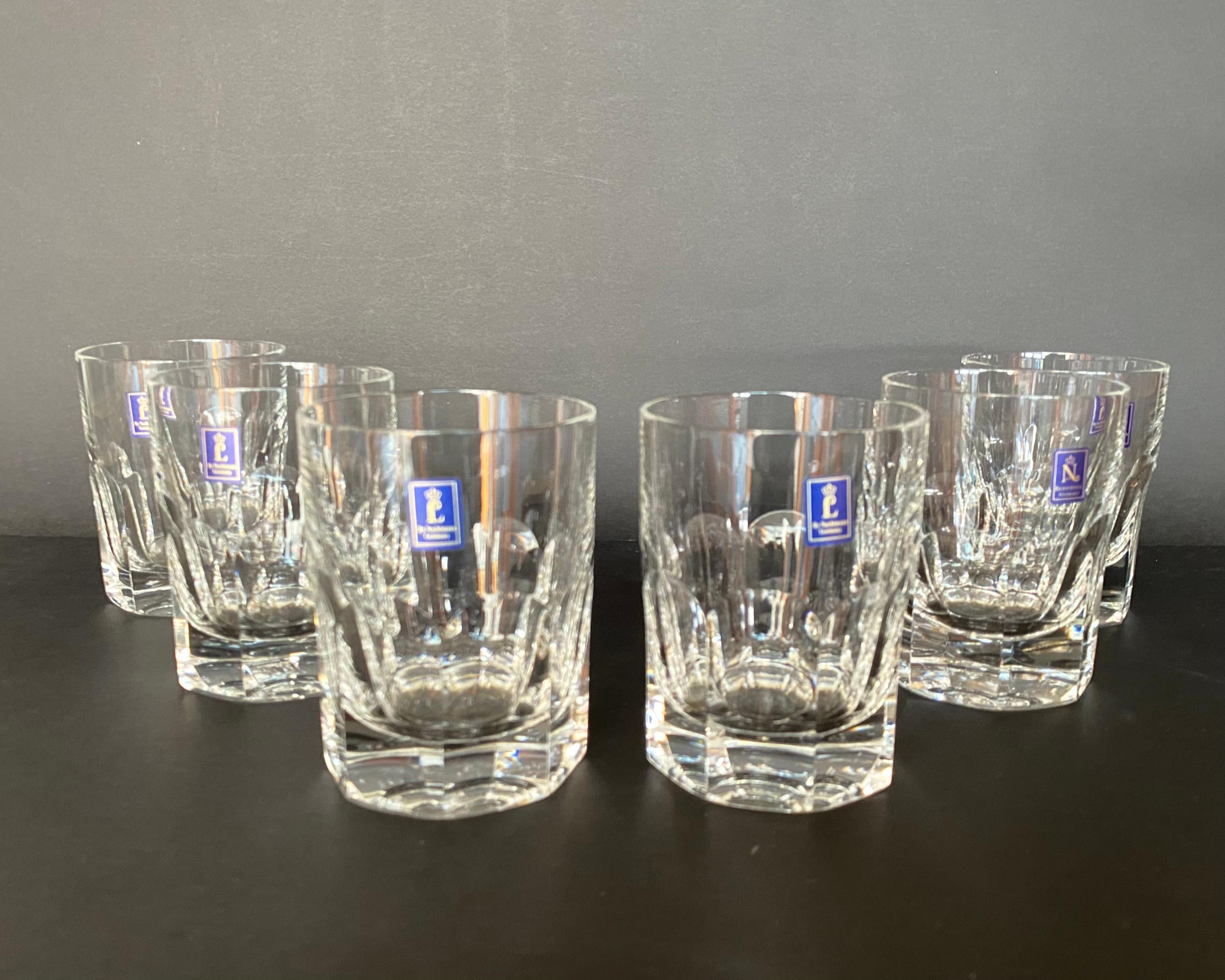 A set of new cut crystal tumblers 6 pcs from the German manufactory Nachtmann Bleikristall, Alexandra series, 1990s.

Labeled drinking glasses, new in the box.

The timeless glasses are mouth-blown and hand polished with a timeless classic