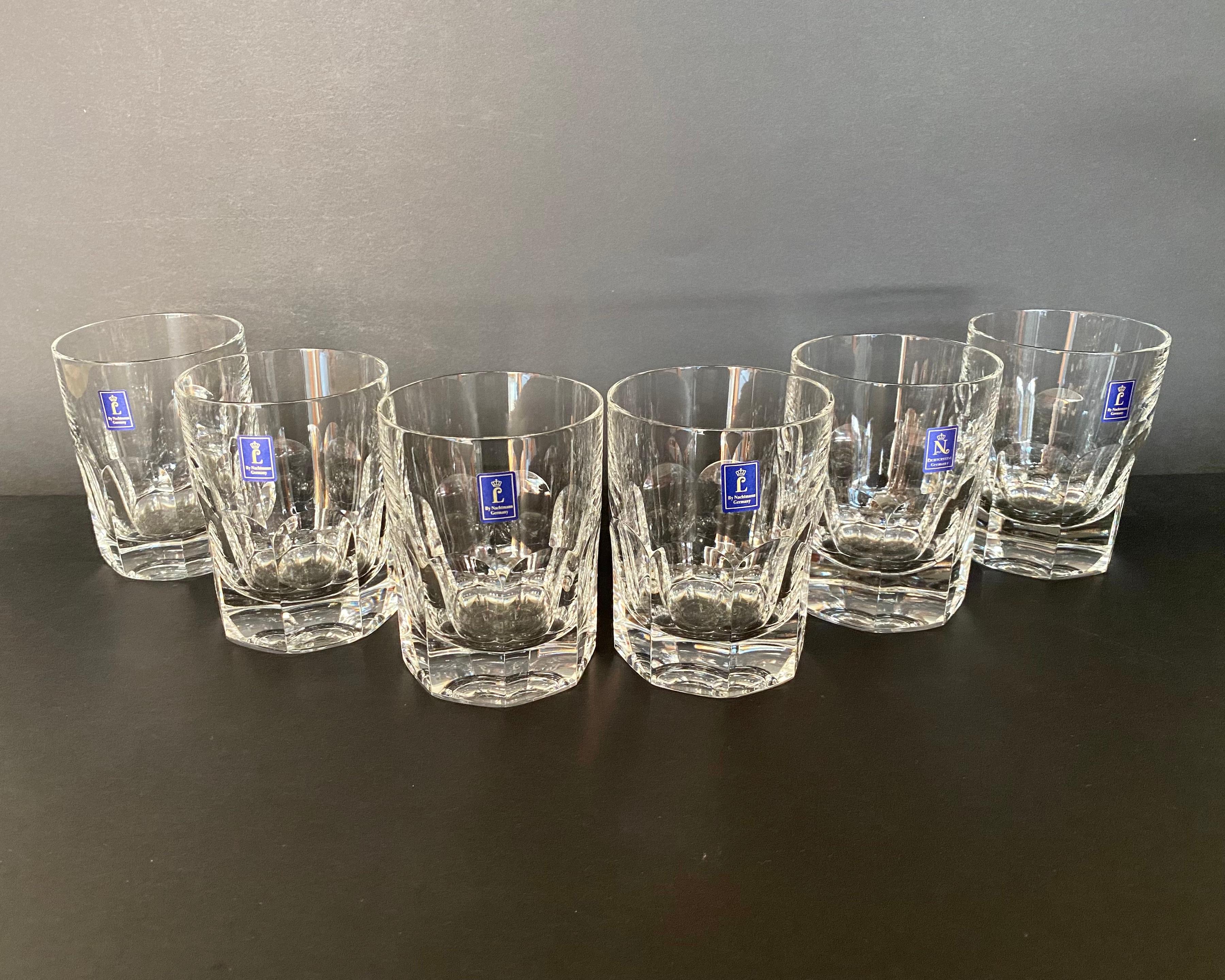 Late 20th Century Nachtmann Set 6 Cut Crystal Whiskey Tumblers, Alexandra Series, Germany, 1990 For Sale