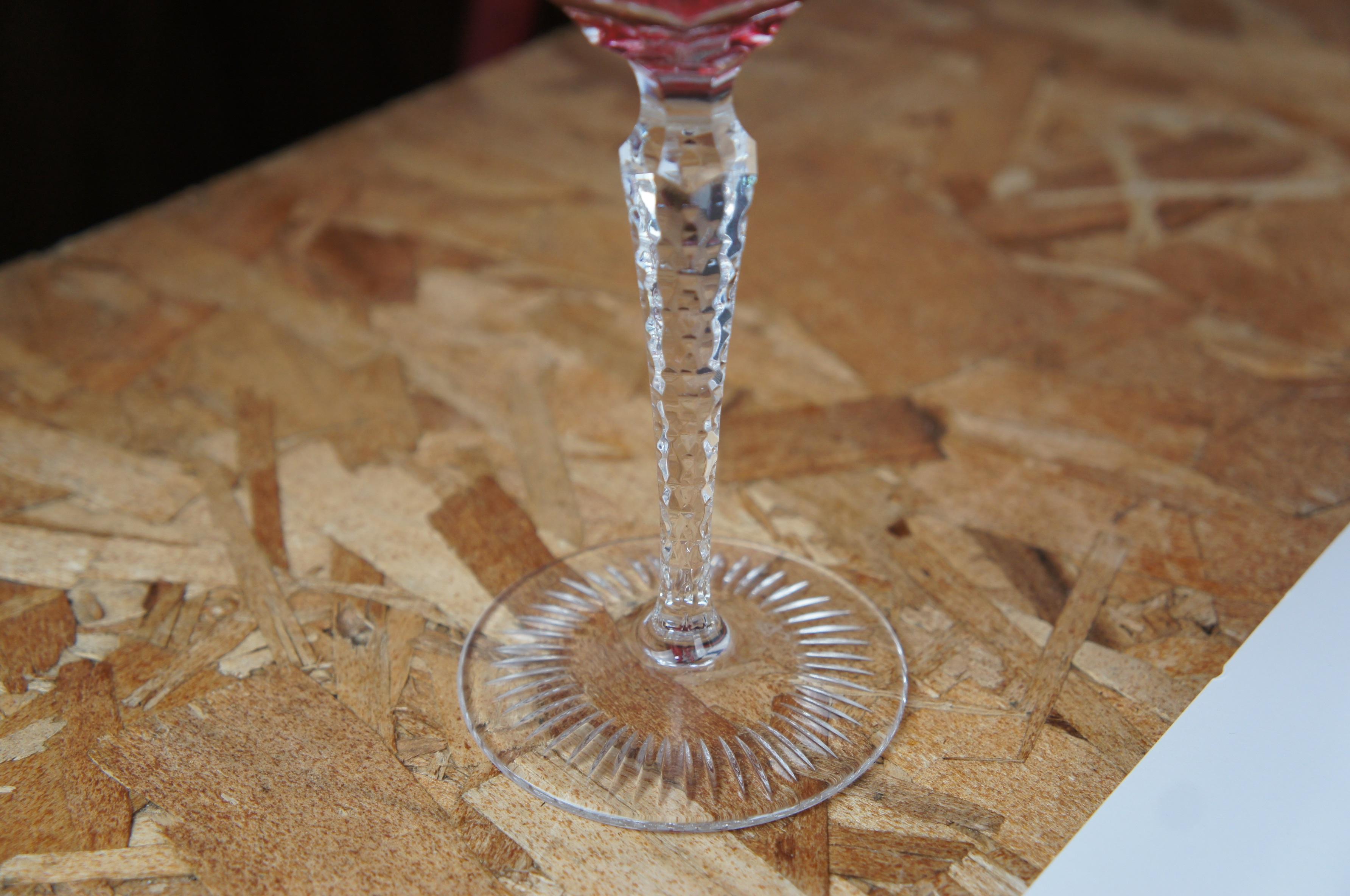 20ième siècle Carafe et verres à chaux Nachtmann Traube Bohemian Cranberry Cut Crystal Clear en vente