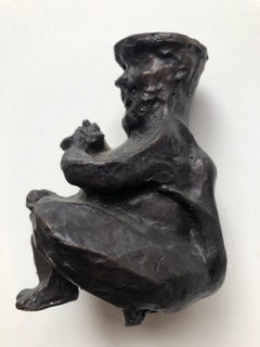 Nahum Gutman Israeli Modernist Cubist Bronze Cafe Coffee Drinker Bezalel Artist