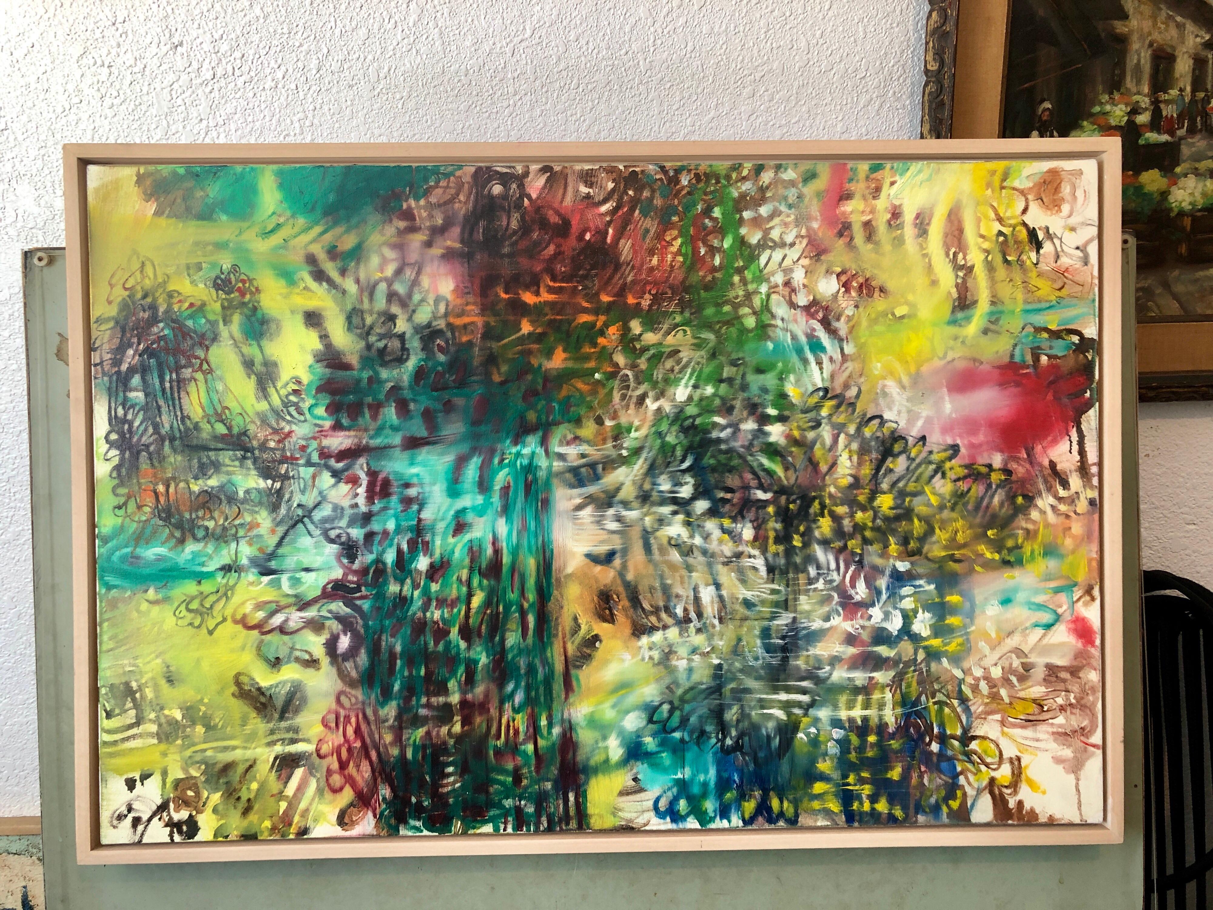 Sin título Pintura al óleo expresionista abstracta de colores dinámicos, israelí-estadounidense en venta 3