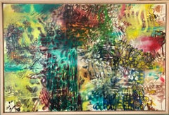 Peinture à l'huile expressionniste abstraite colorée sans titre israélienne-américaine