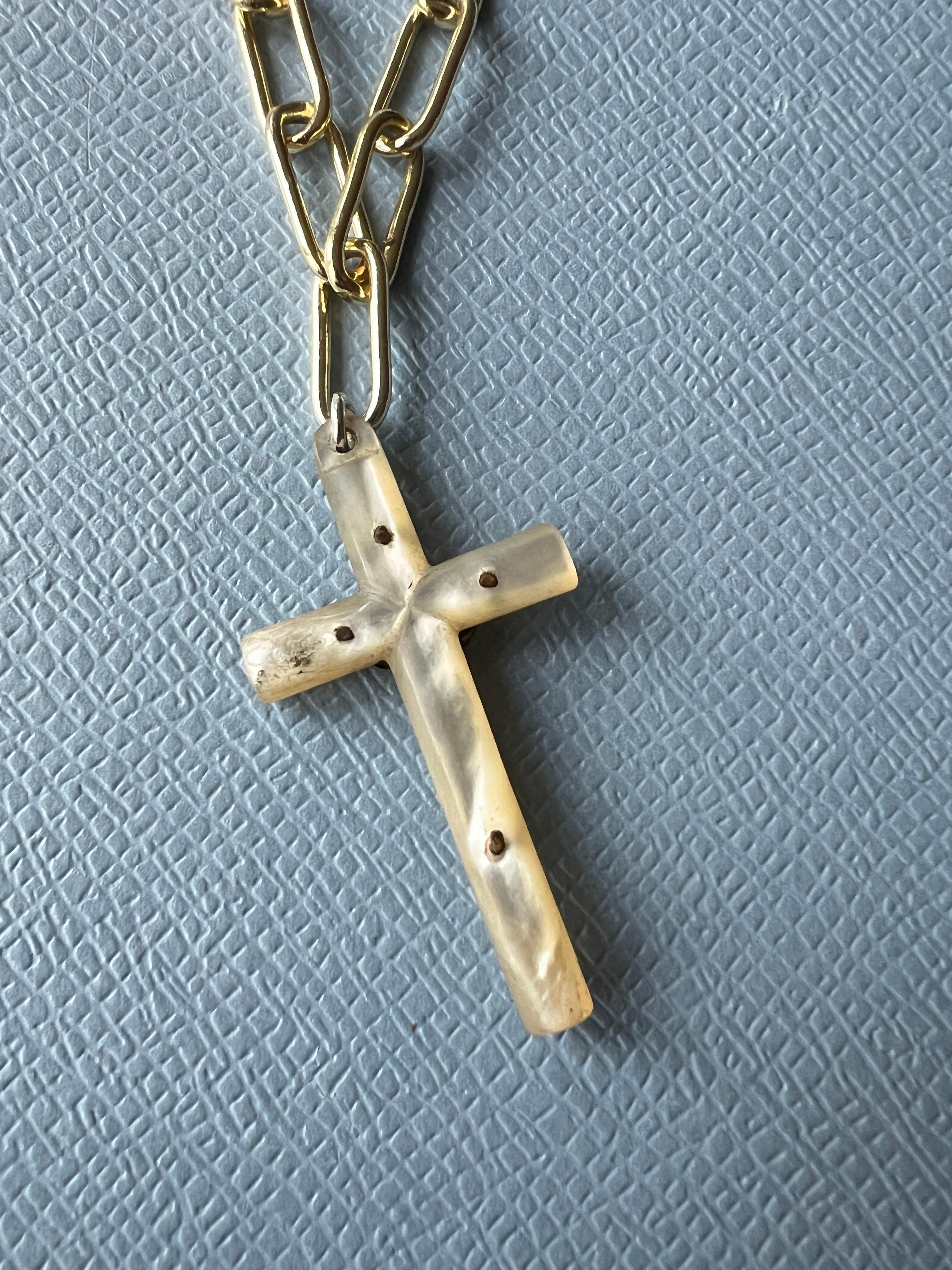 Nacre Cross Necklace Crucifix Religious French 6