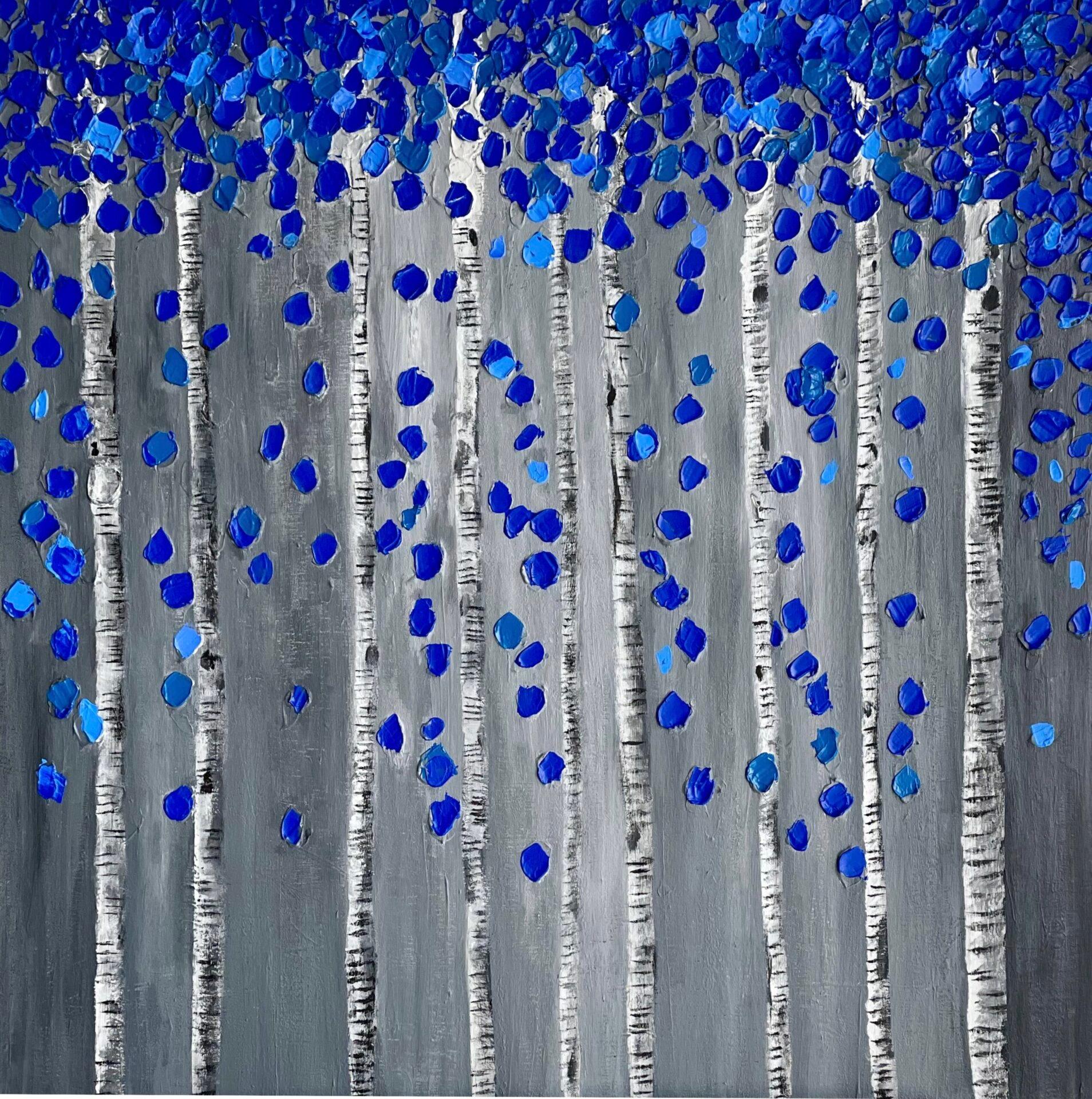 Blue Texture - Painting by Nada Al Barazi