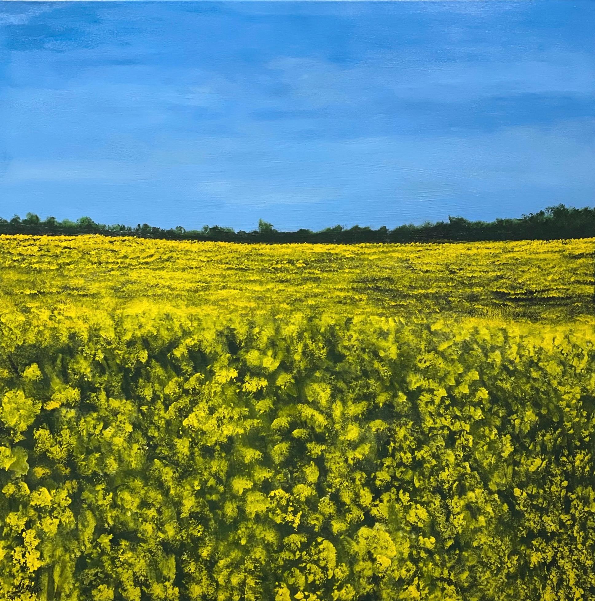 Mustard Field - Painting by Nada Al Barazi