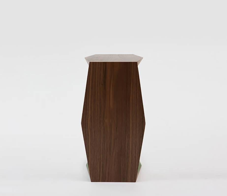 Contemporary Nada Debs Origami C Occasional Table, American Walnut, Matt Painted Int, Modern For Sale