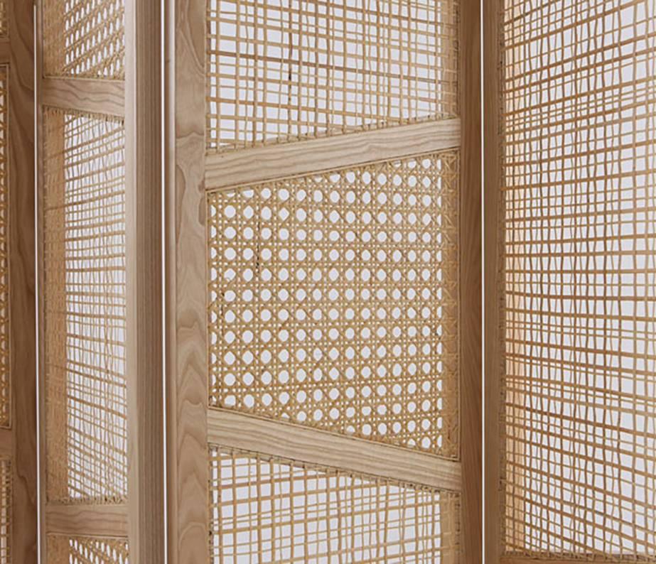Nada Debs Summerland paravan/screen/room-divider in ashwood natural finish and straw natural wood. 

Part of Nada Debs Summerland collection. Inspired by vintage lounging, the Summerland collection is reminiscent of the heydays of Beirut, Lebanon.