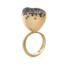 Nada Ghazal’s 18k Gold Multicolored Sapphire Baby Malak Flourish Bonbon Big Ring