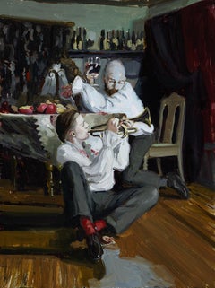 "Brothers Dracula" (2024) By Nadezda, Original Surrealist Oil Portrait Painting