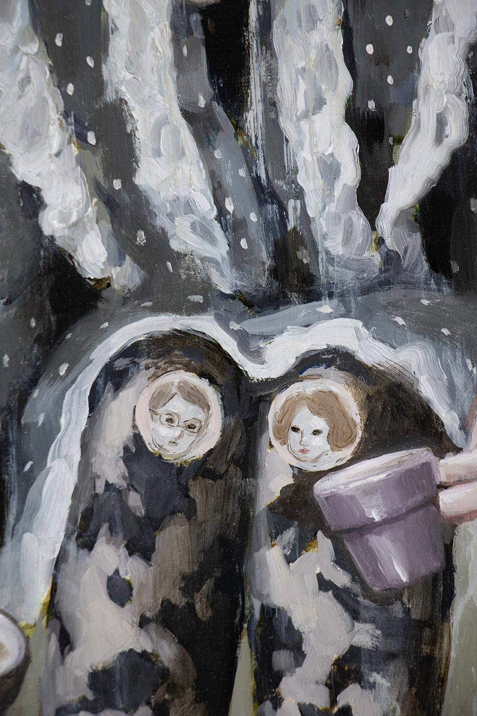 „Coffee for Two“ (2024) von Nadezda, Original-Ölgemälde, Surreales Porträt im Angebot 2