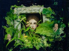 "Garden Ghost (Dryad)" (2024) By Nadezda, Original Surrealist Oil Portrait