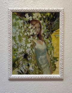 "Jasmine" (2025) Realist Still-Life of Flora and Female Figure, Oil Painting