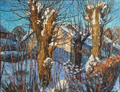 "Nei raggi del sole" Originale impressionista di grandi dimensioni  paesaggio invernale.