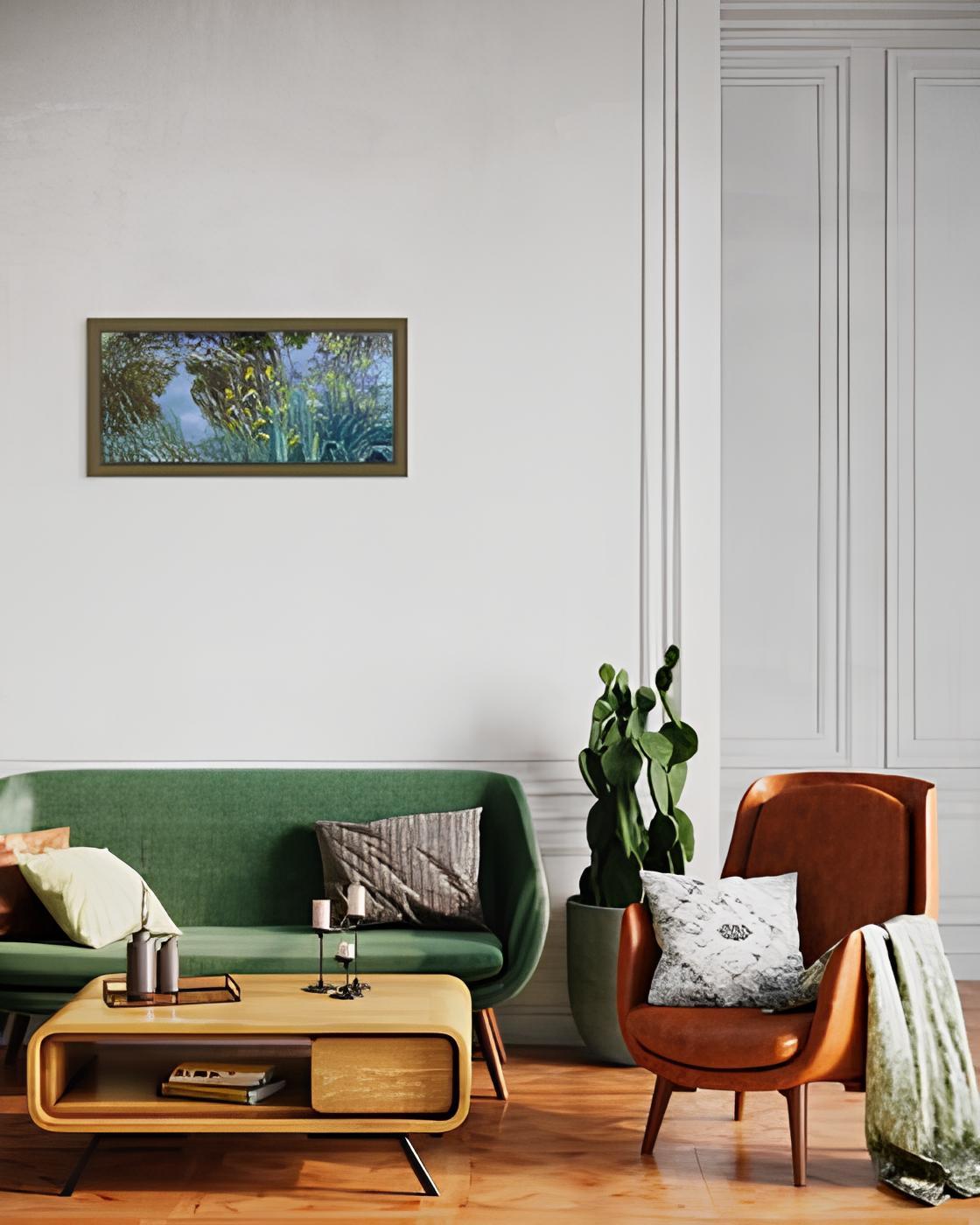 En este óleo, he adoptado el estilo impresionista para captar la tranquila belleza de la naturaleza. Las pinceladas danzan por el lienzo, reflejando el delicado juego de la luz sobre el agua y la vibrante vida de lirios y azucenas. Es una oda a los
