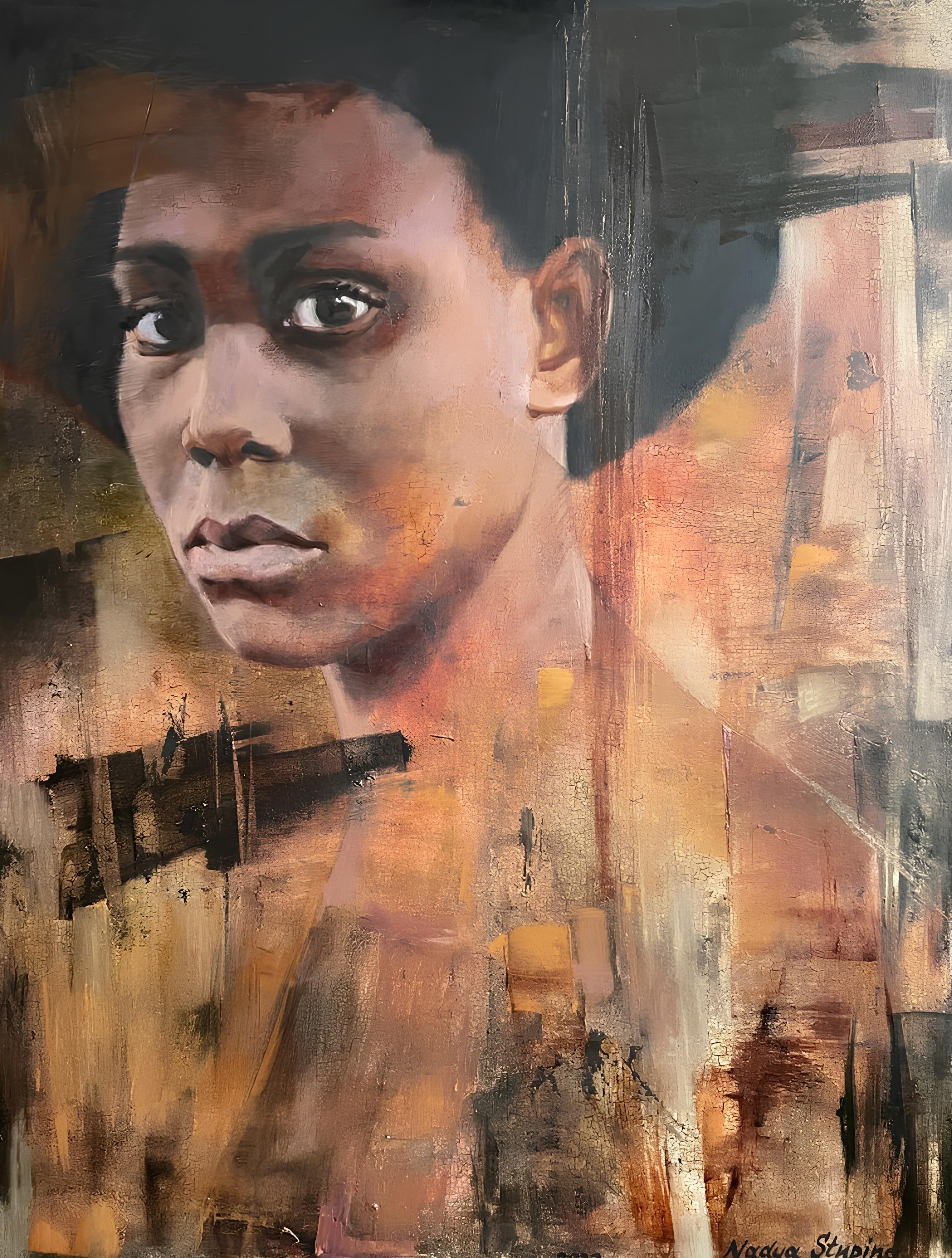 "Africa"  Contemporary  portrait . Vertical oil painting