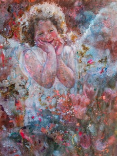 "Ángel Freia" Vertical  pintura acrílica sobre papel. En sentido figurado.