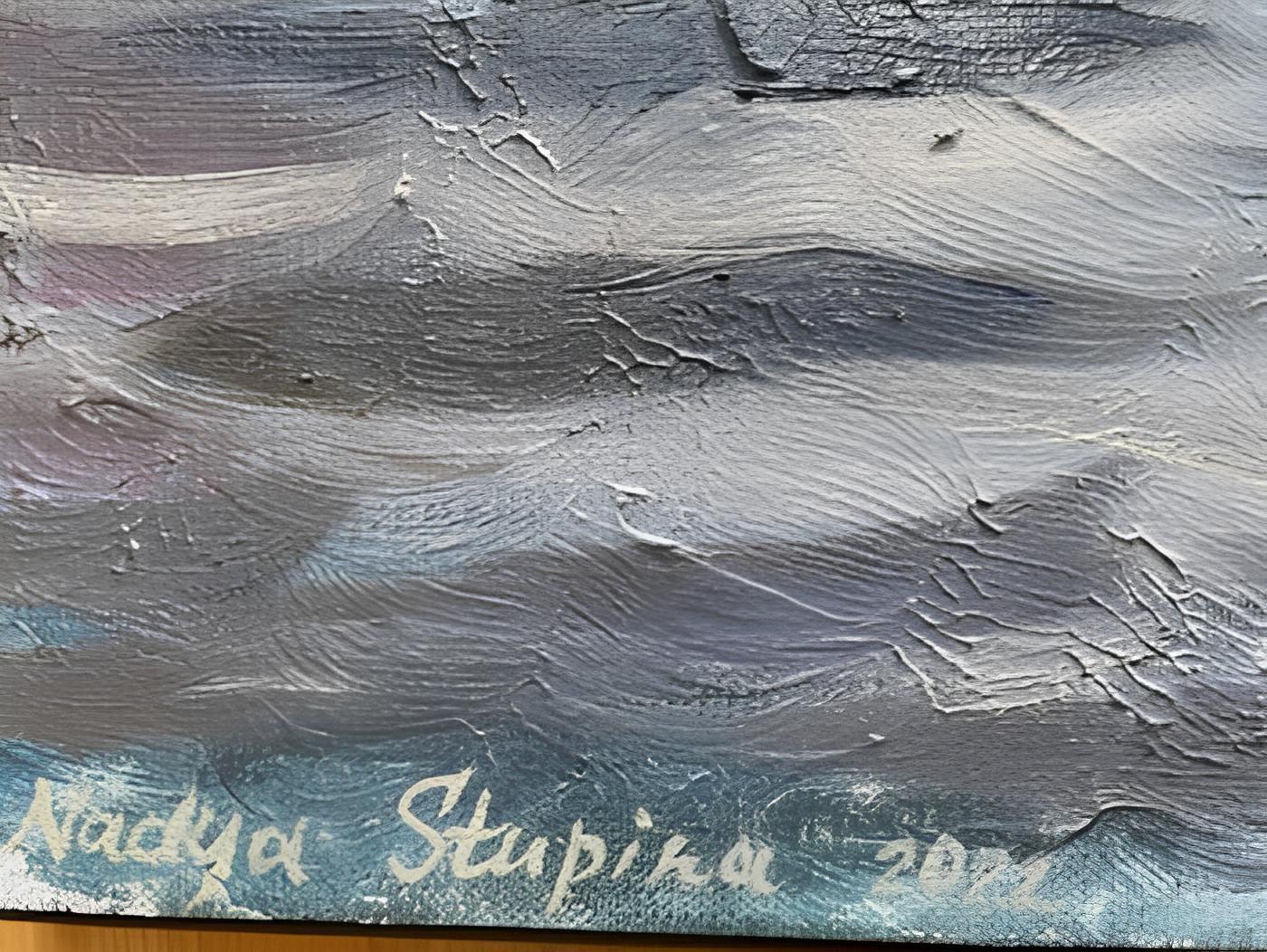 „Herbstwolken über Aker brygge“ Original beeindruckende Landschaft  in Öl. im Angebot 2