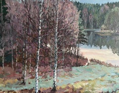 "Silenzio d'autunno" Paesaggio impressionistico originale. 70x90 cm. Acrilico su tela