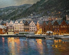 “Bergen. The silence of the Christmas morning.”Original landscape. Impasto.