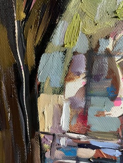 «looming on Eiriks gate » Peinture imprssionniste verticale. Paysage