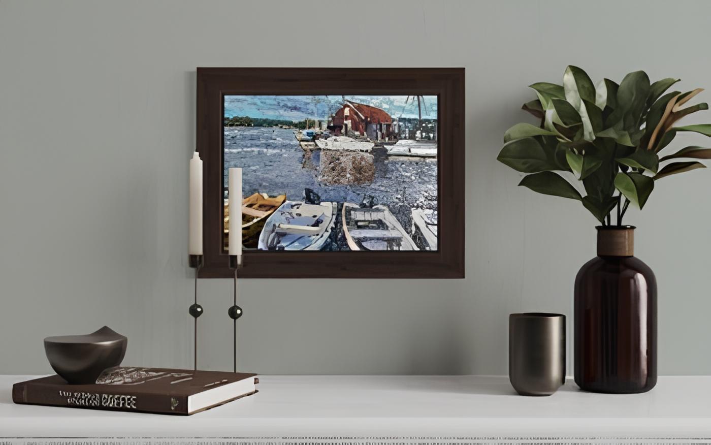 Mit jedem Pinselstrich habe ich dieser Leinwand Leben eingehaucht und die Lebendigkeit des Hafens eingefangen. Das Spiel des Lichts auf dem Wasser, der Tanz der Farben und die ruhigen Boote sprechen in der Sprache des Impressionismus. Dieses Gemälde