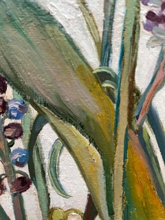 «Botany 4» Original floral painting. Circular small canvas . Gift . Home decor