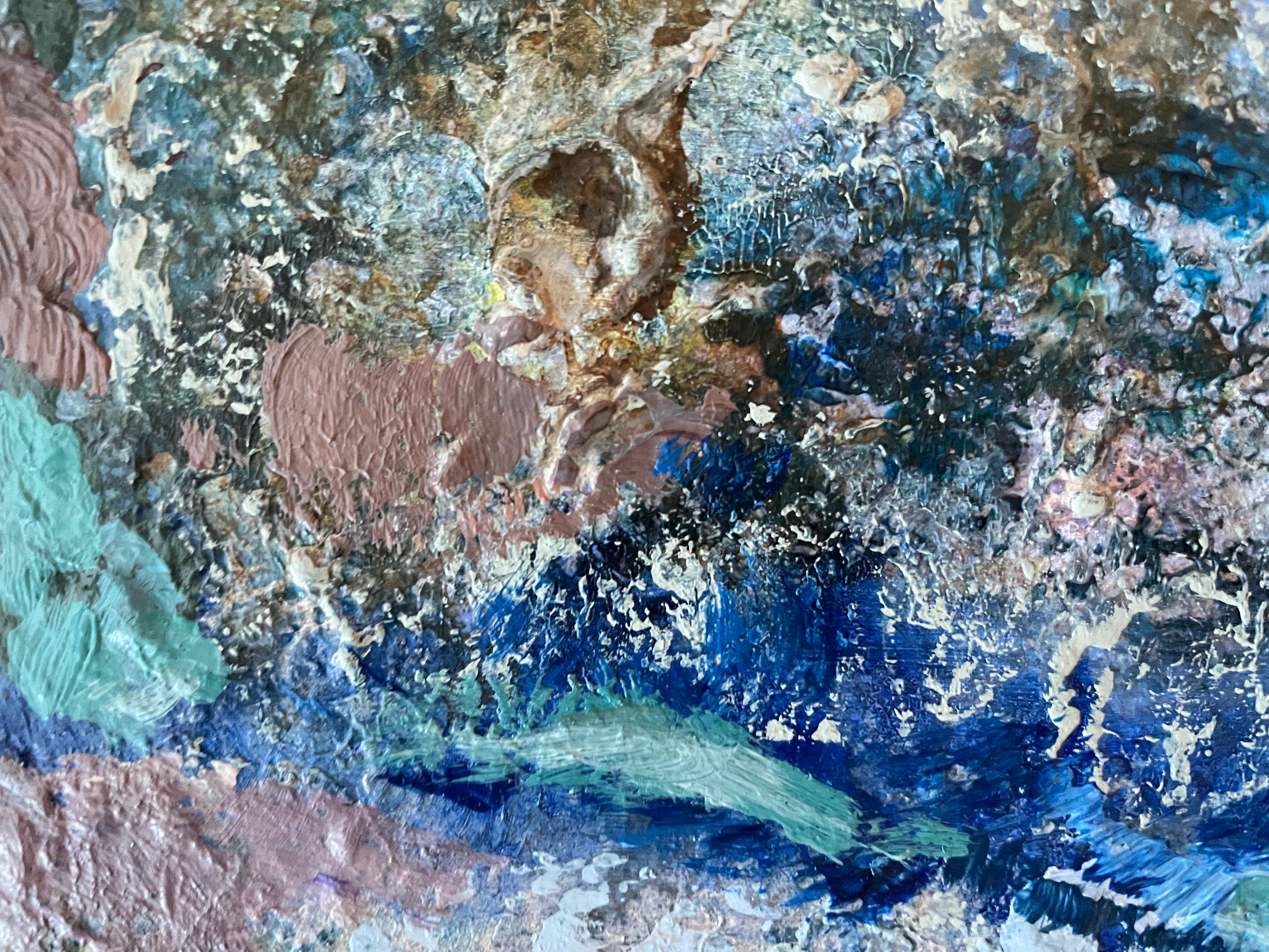 “Boundaries of time” Original abstract painting. Impasto acrylic on canvas. - Gray Abstract Painting by Nadezda Stupina