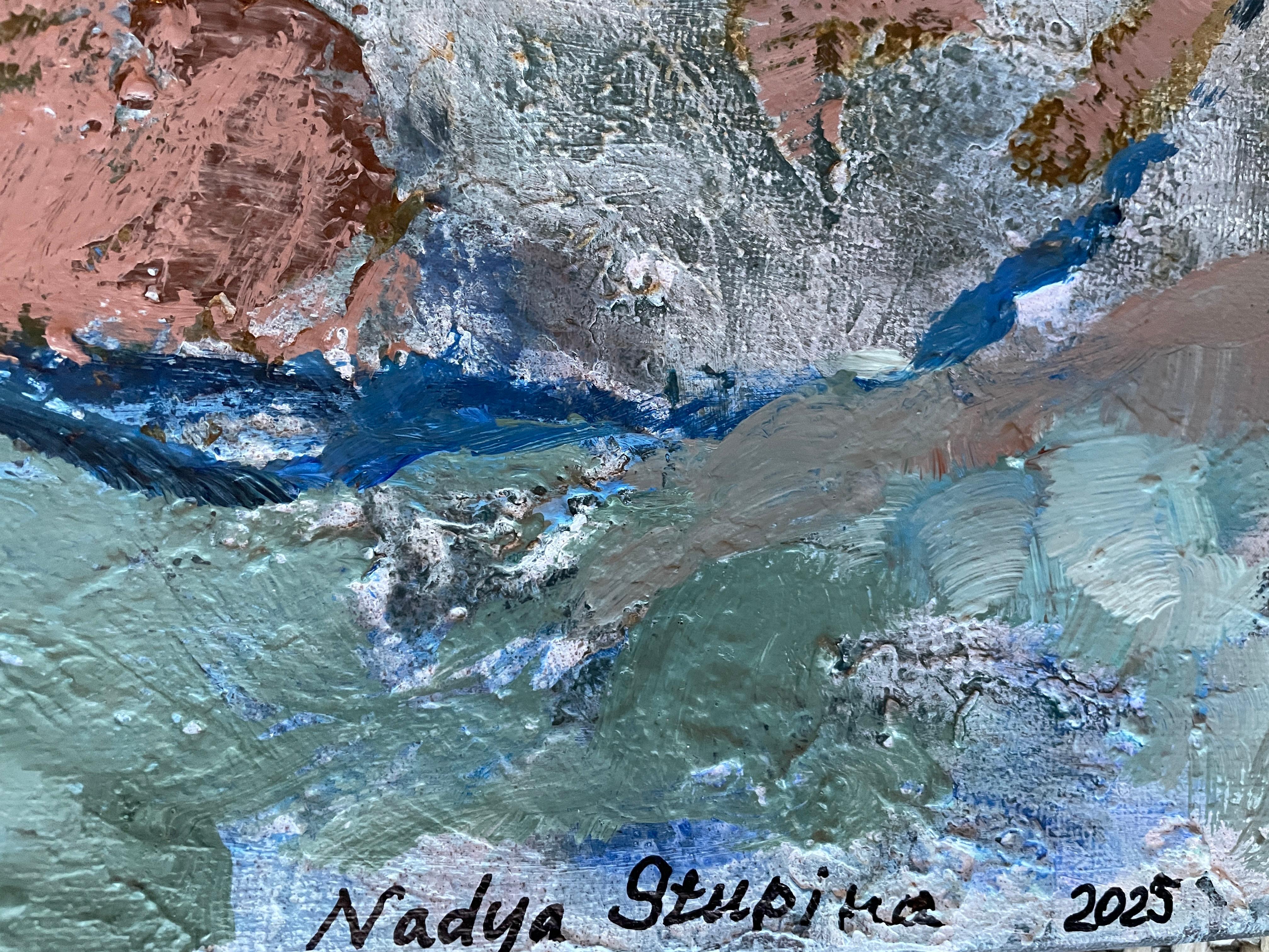 “Boundaries of time” Original abstract painting. Impasto acrylic on canvas. For Sale 2