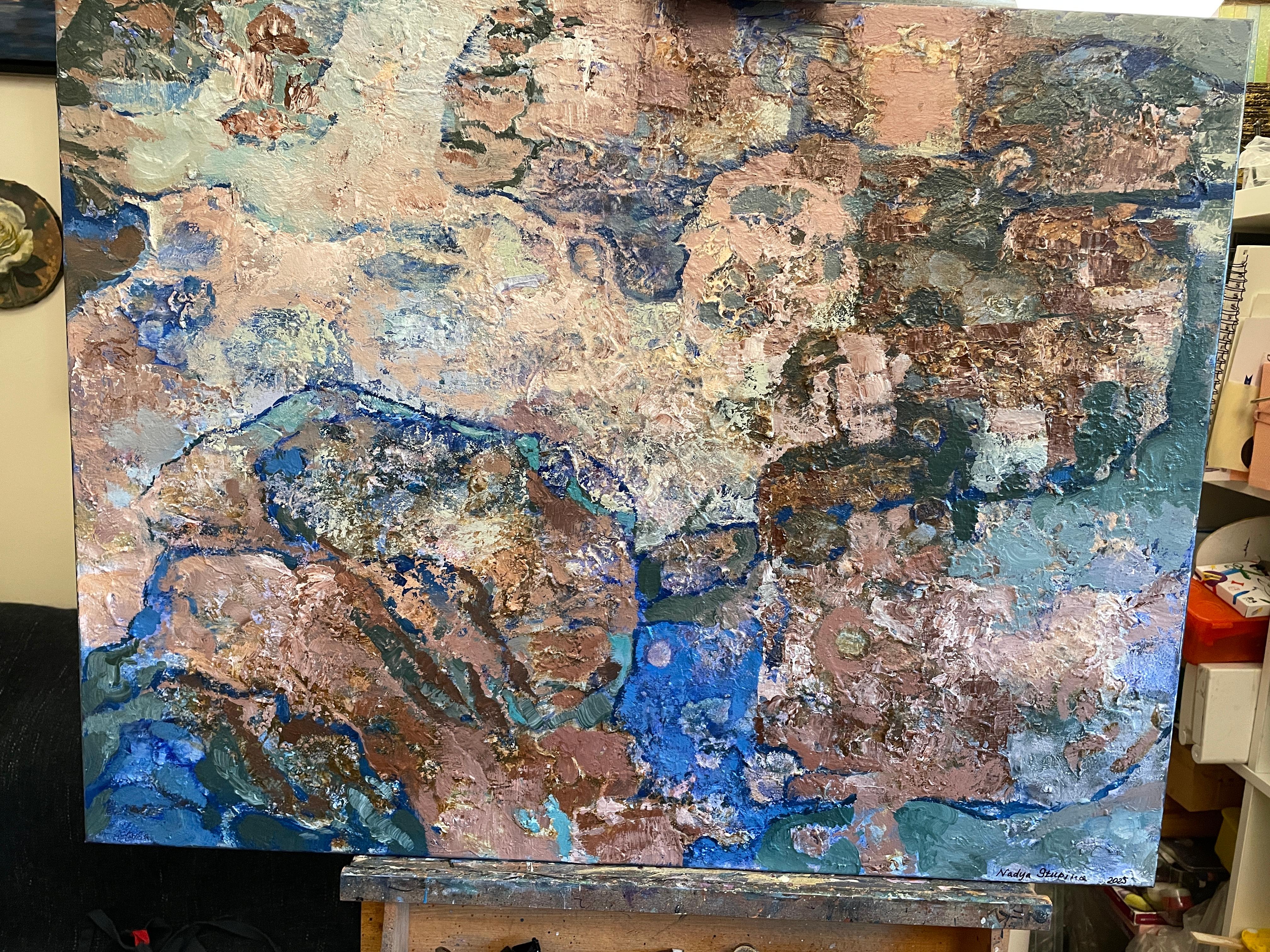 “Boundaries of time” Original abstract painting. Impasto acrylic on canvas. For Sale 3