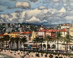 "Clouds  over Nice" Large original impressionistic landscape. Oil painting