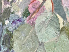 Delicato bouquet in un vaso di vetro. Quadro floreale originale. Toni pastello