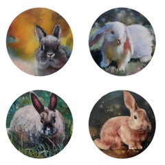 "Easter set" Four round canvases . Oil painting . Realism