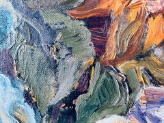 Flowers of Love, Large Square Impasto Oil on Canvas Still Life