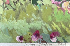 Garden corner. Original floral painting. Medium size, gouache on paper
