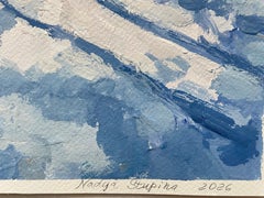 Février joyeux. Peinture de paysage originale. Gouache sur papier Format moyen