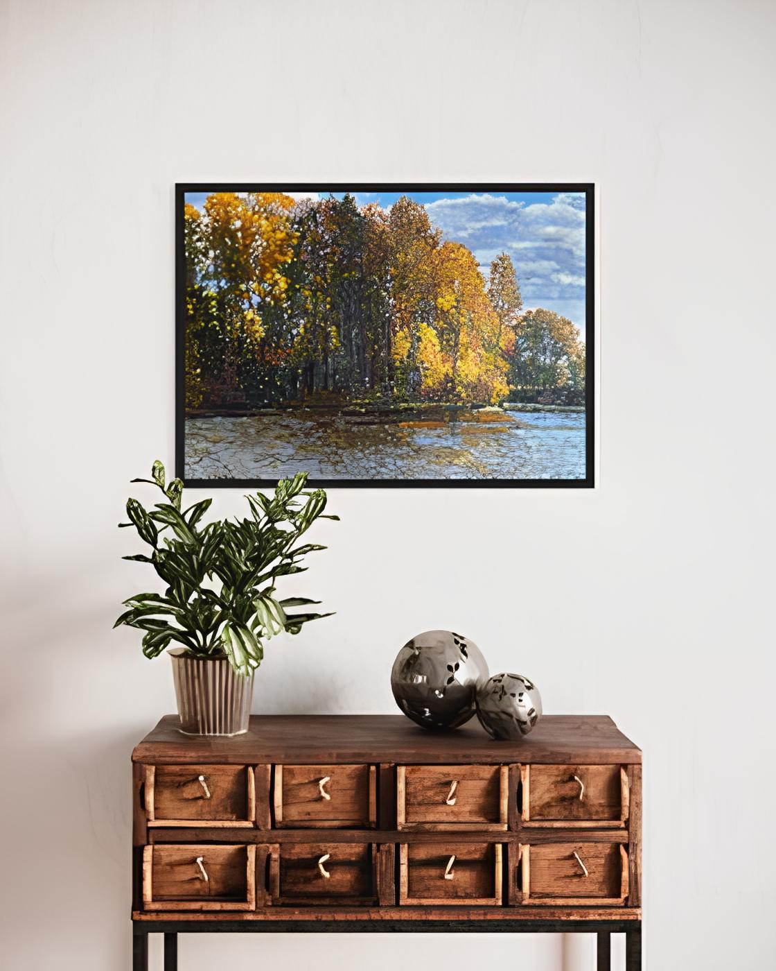 Leaves falling in Töcksfors - Post-Impressionist Painting by Nadezda Stupina