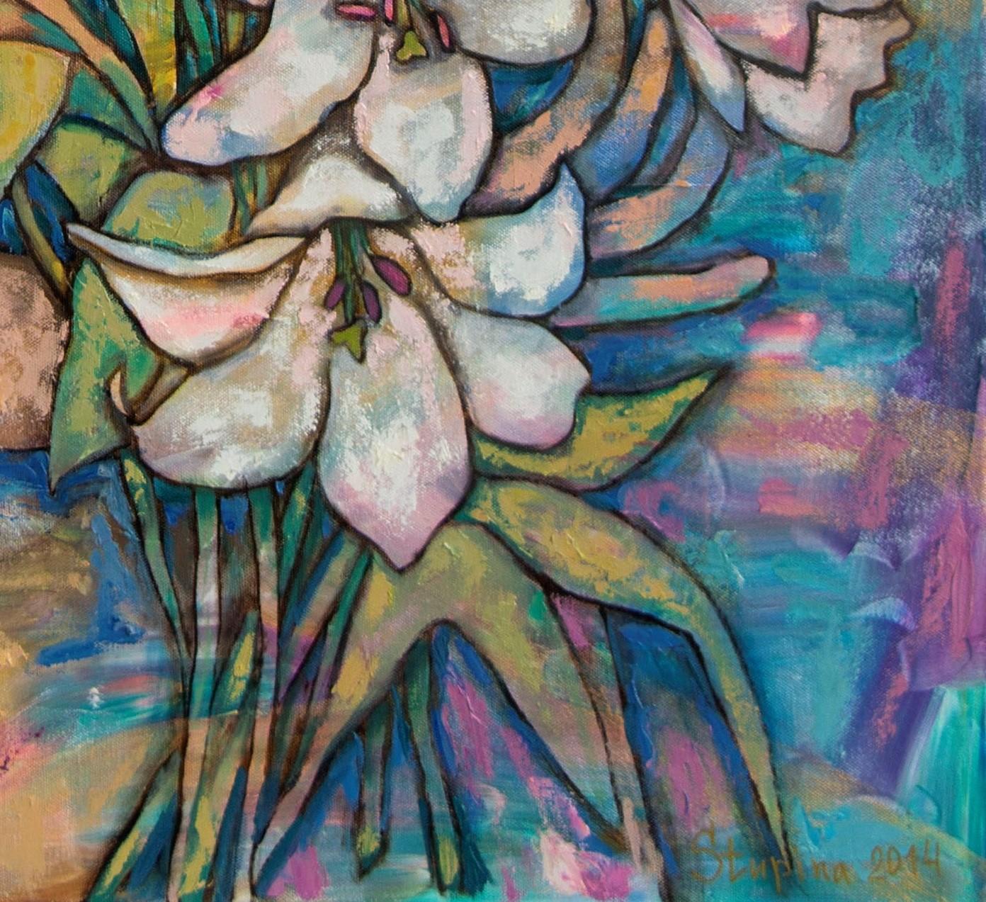 Lilies - Post-Modern Painting by Nadezda Stupina